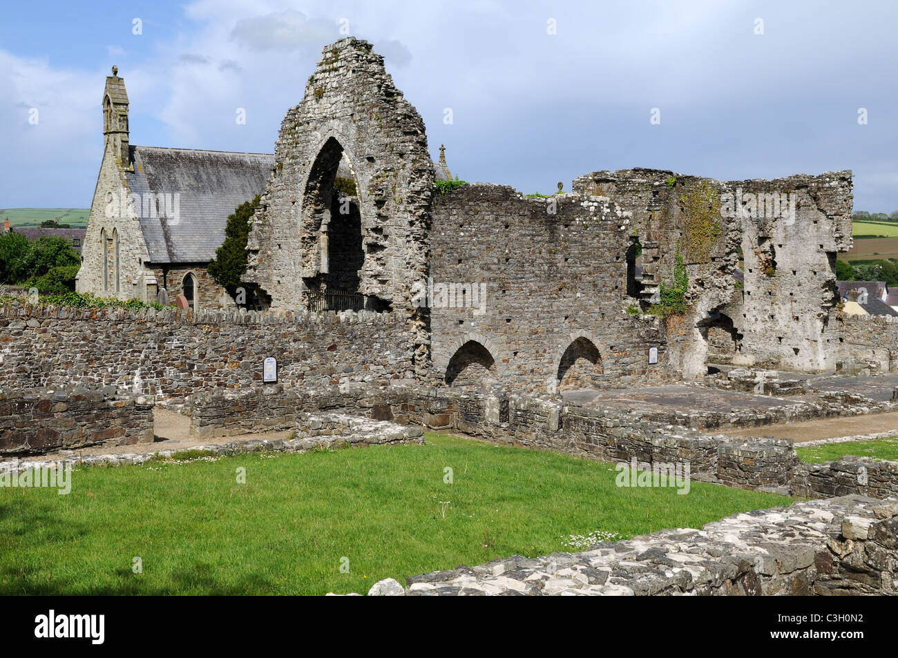 Ruins of 12th Centuary St Dogmaels Abbey site of a pre Norman Monastery Pembrokeshire Wales Cymru UK GB Stock Photo