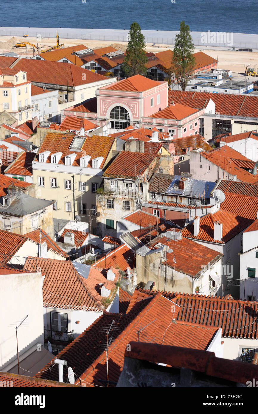 Lisbon Portugal rooftop view across the Alfama district Stock Photo Alamy