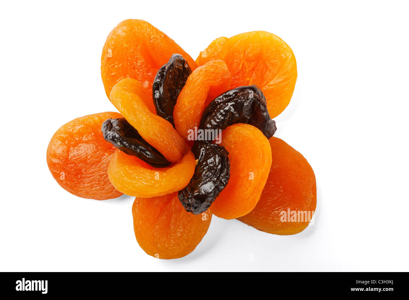 dried apricots and prunes isolated on a white background Stock Photo