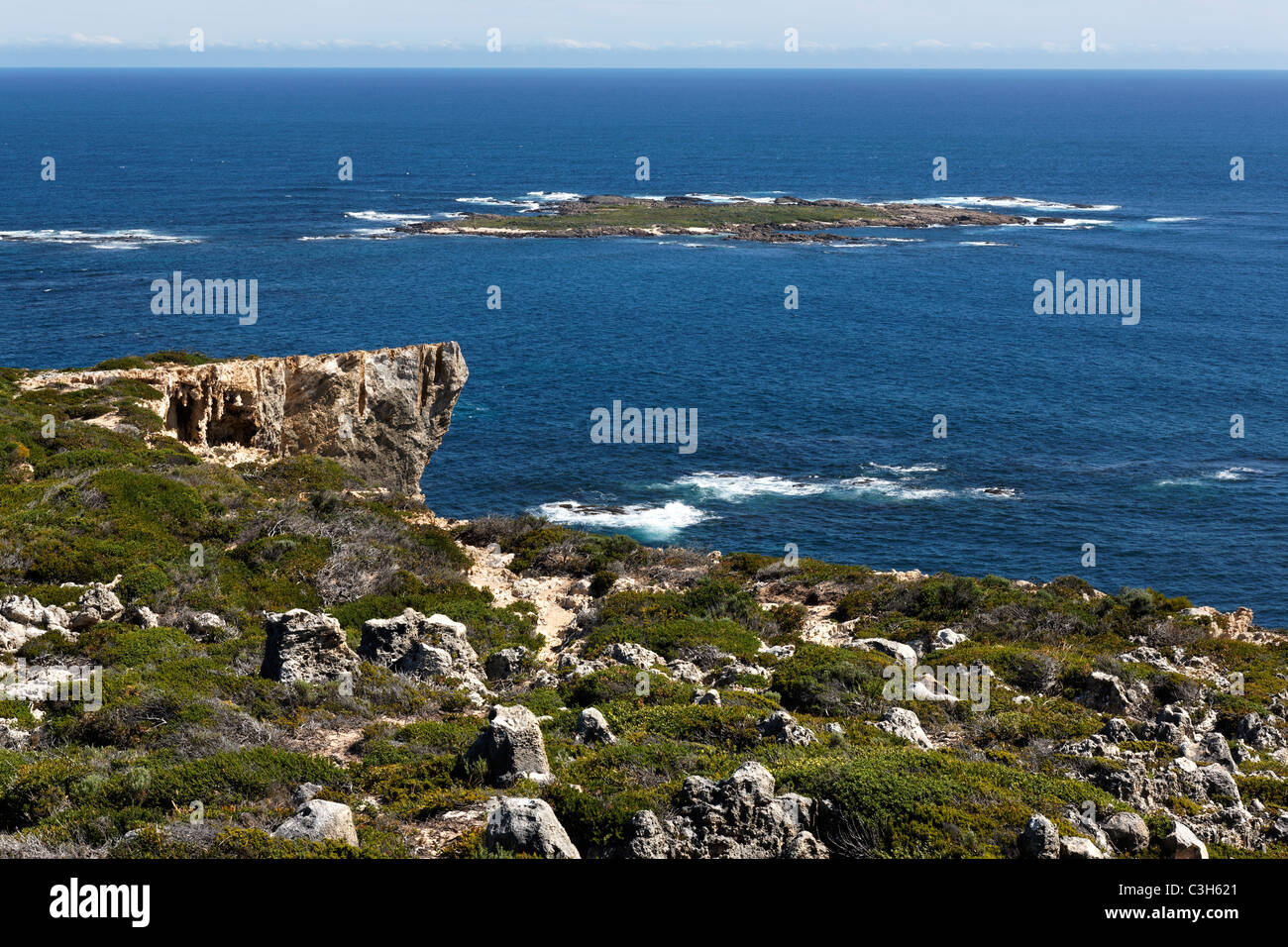 limestone cliffs southern ocean D'Entrecasteaux National Park Stock Photo
