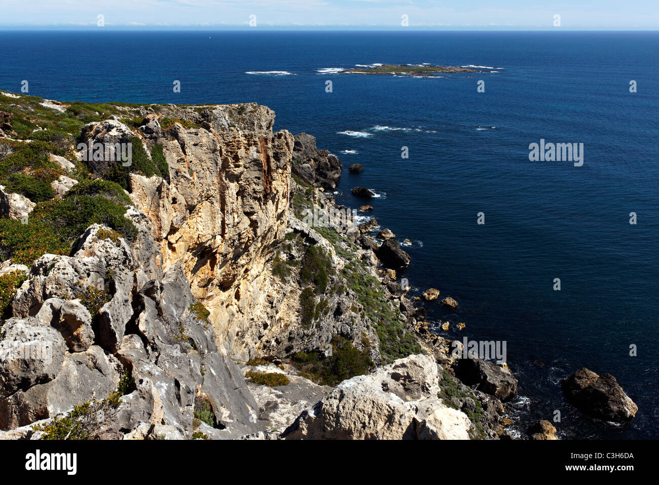 limestone cliffs southern ocean D'Entrecasteaux National Park Stock Photo