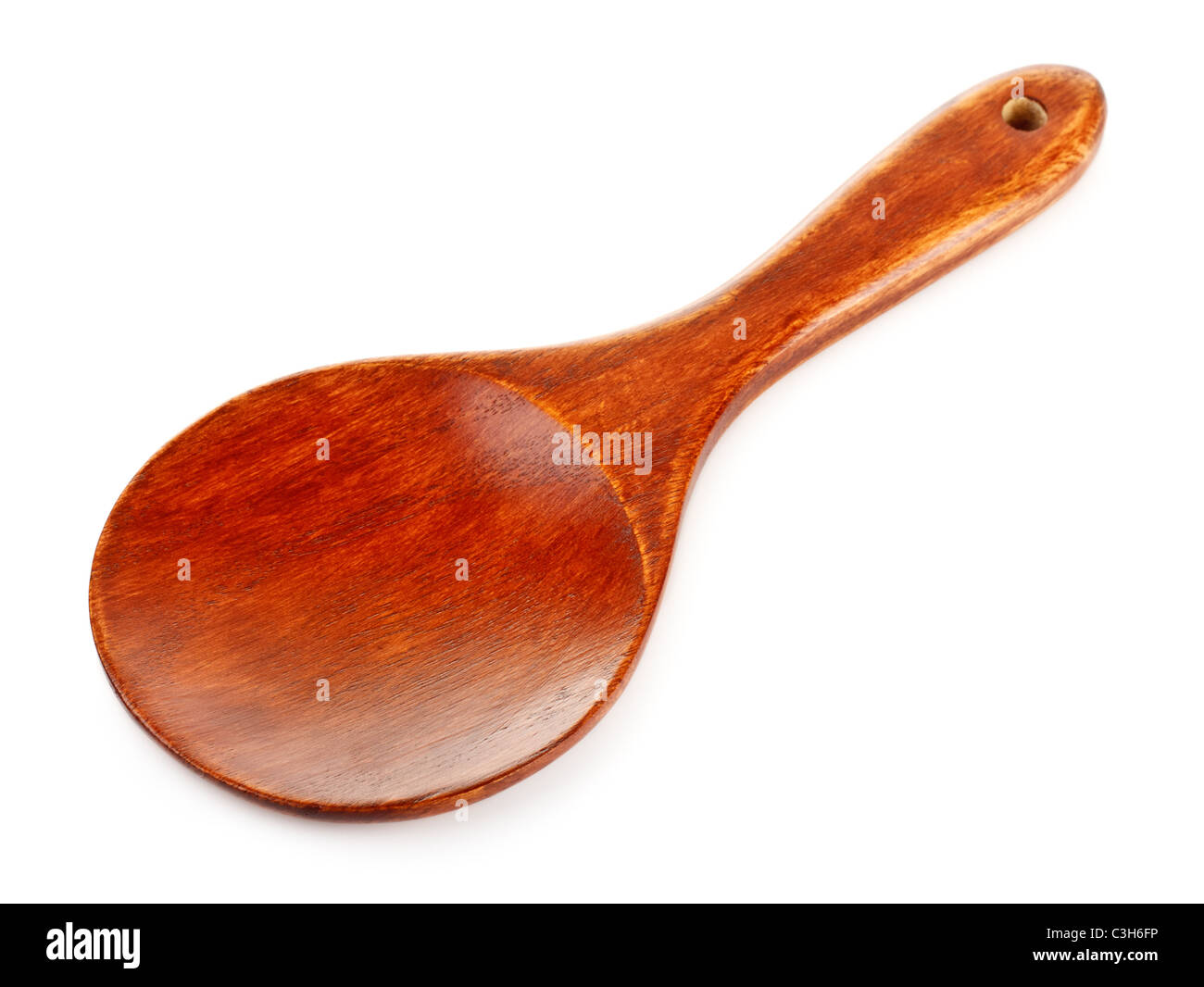 brown wooden kitchen spatula isolated on white Stock Photo