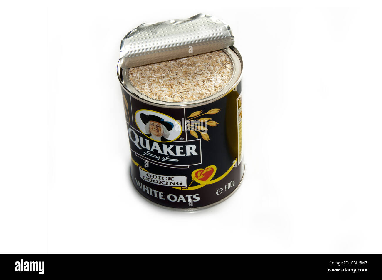 Quaker oats on white background Stock Photo