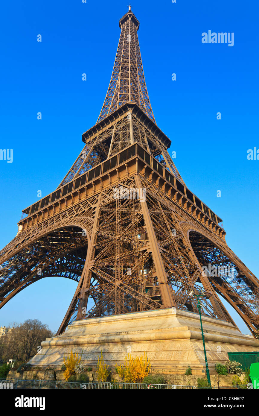 Eiffel Tower, the most popular attraction in Paris. Stock Photo