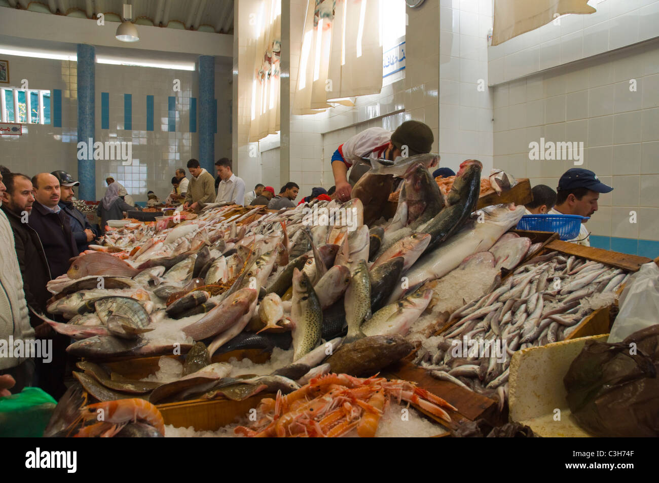 Marche Central de Poissons seafood market at Le Grand Socco square