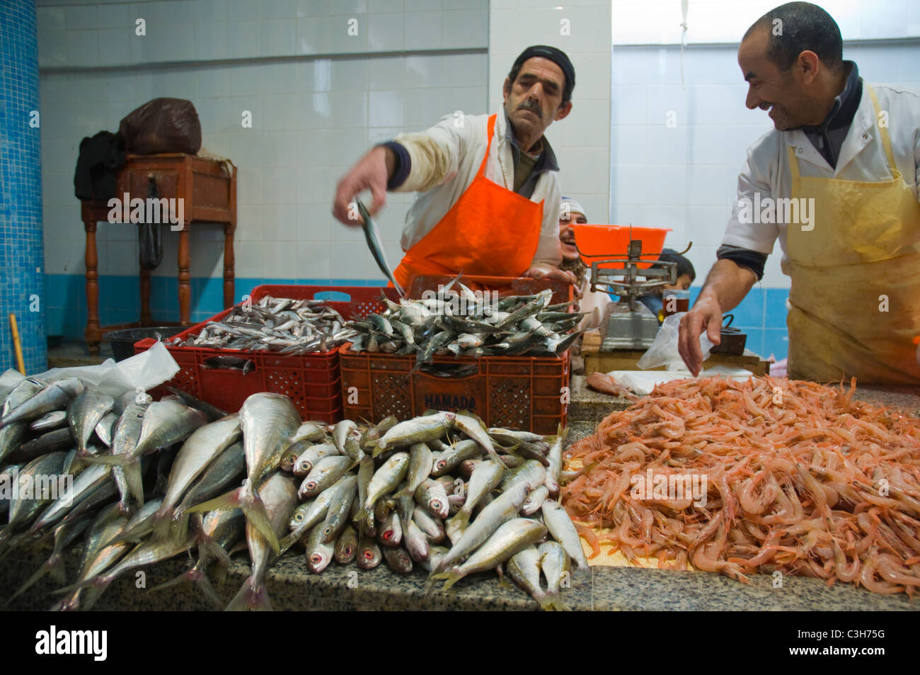 Marche Central de Poissons seafood market at Le Grand Socco square Tangier Morocco northern Africa Stock Photo