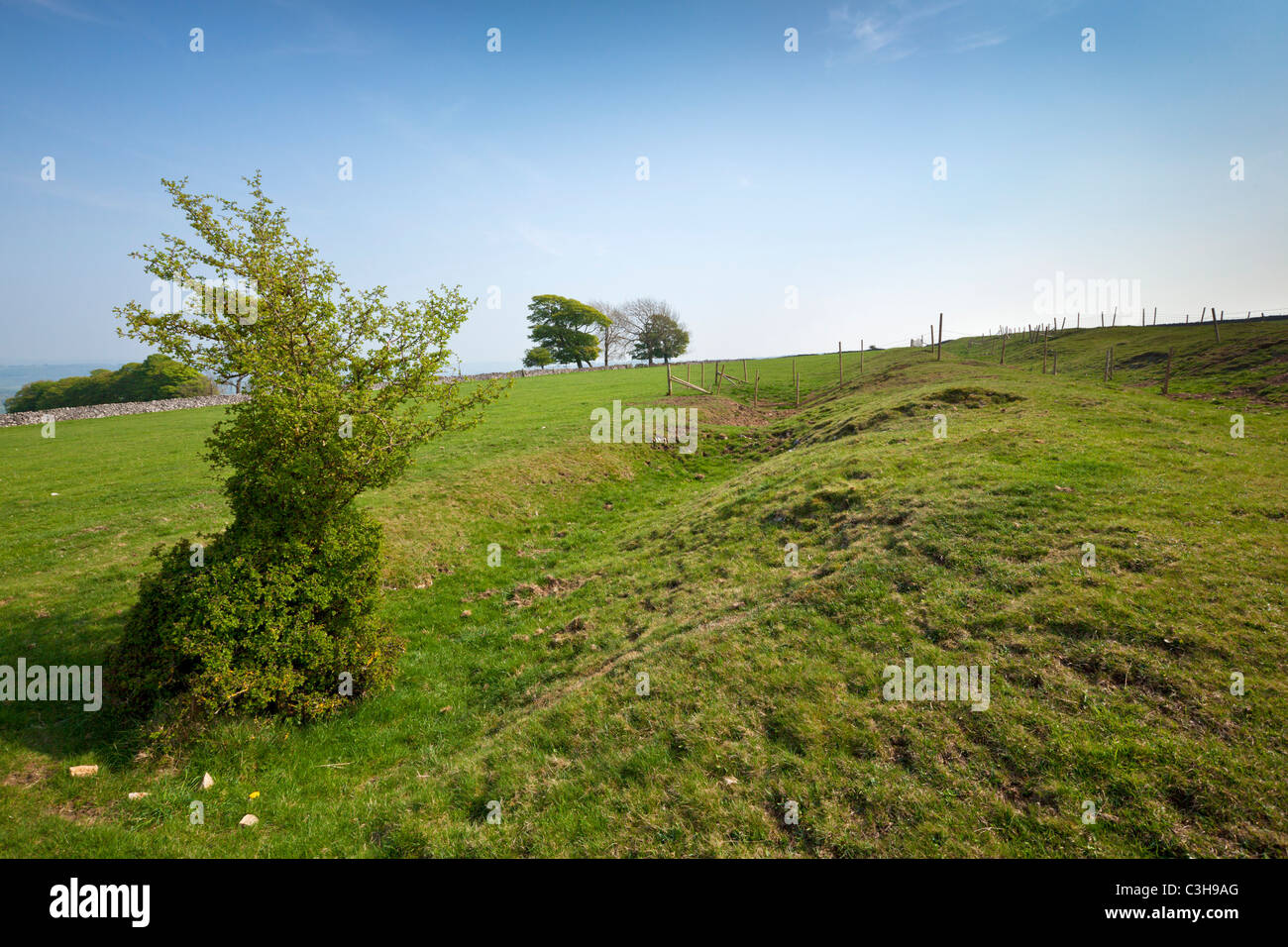 Fin Cop an Iron age hill fort archaeological excavations Derbyshire Peak District England GB UK EU Europe Stock Photo