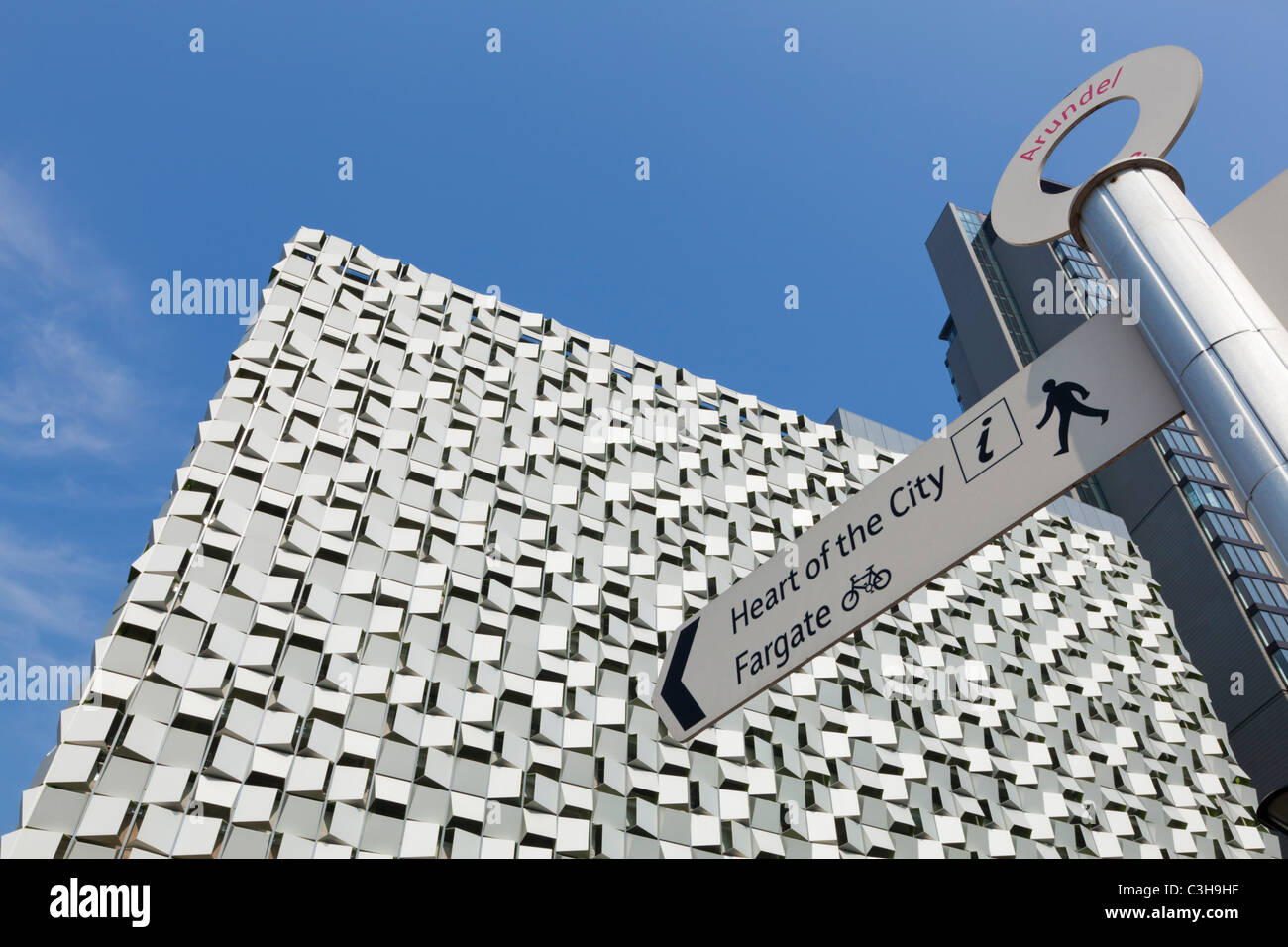stainless steel cladding on a car park Arundel Gate Sheffield city