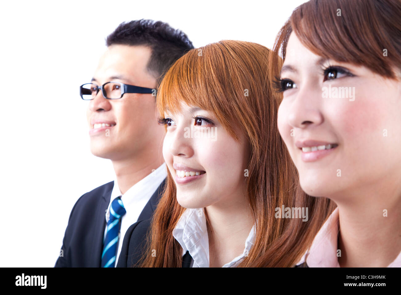 Young smiling business woman and businessman Stock Photo - Alamy