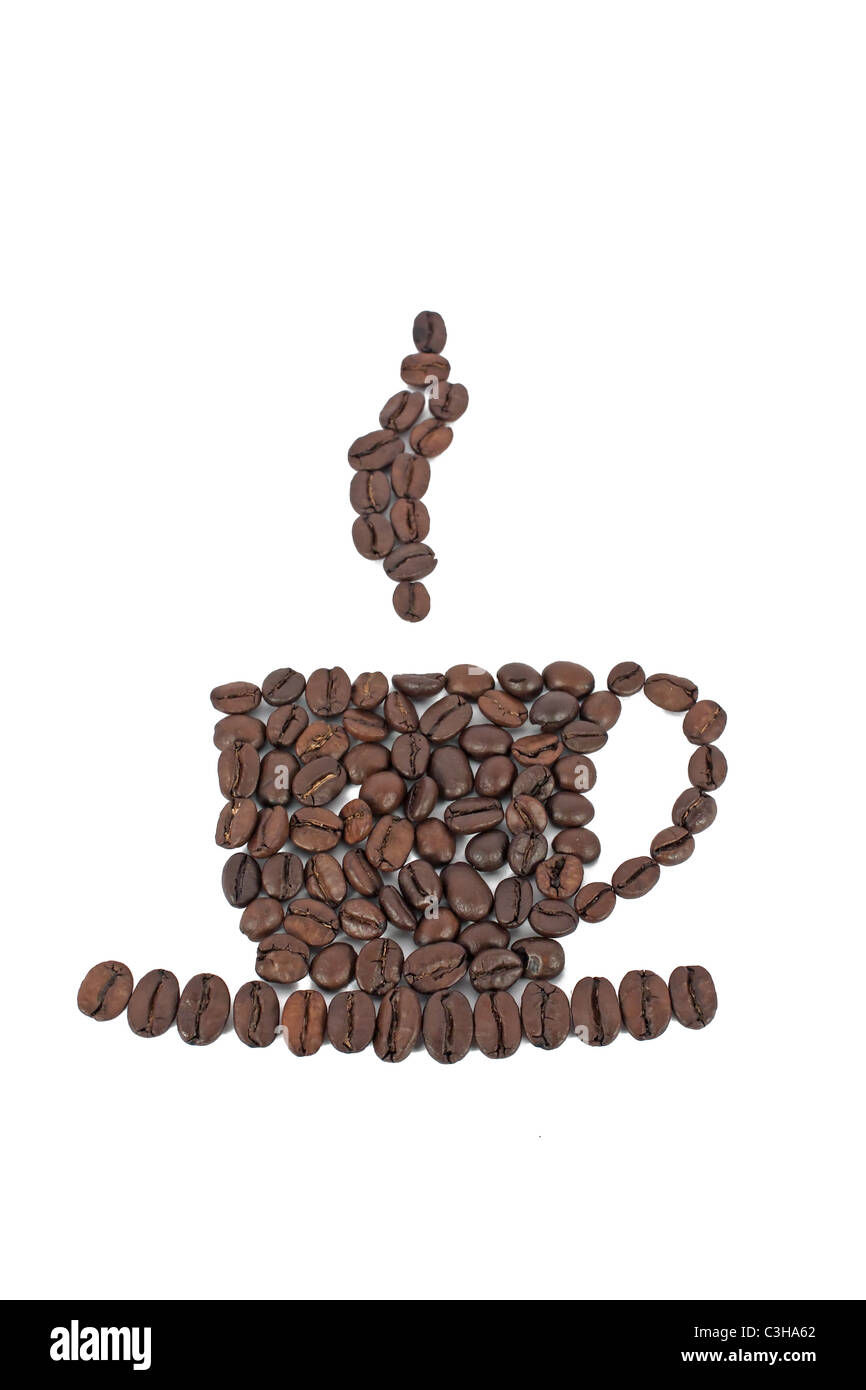 Cup of coffee made of coffee beans, isolated on white Stock Photo Alamy