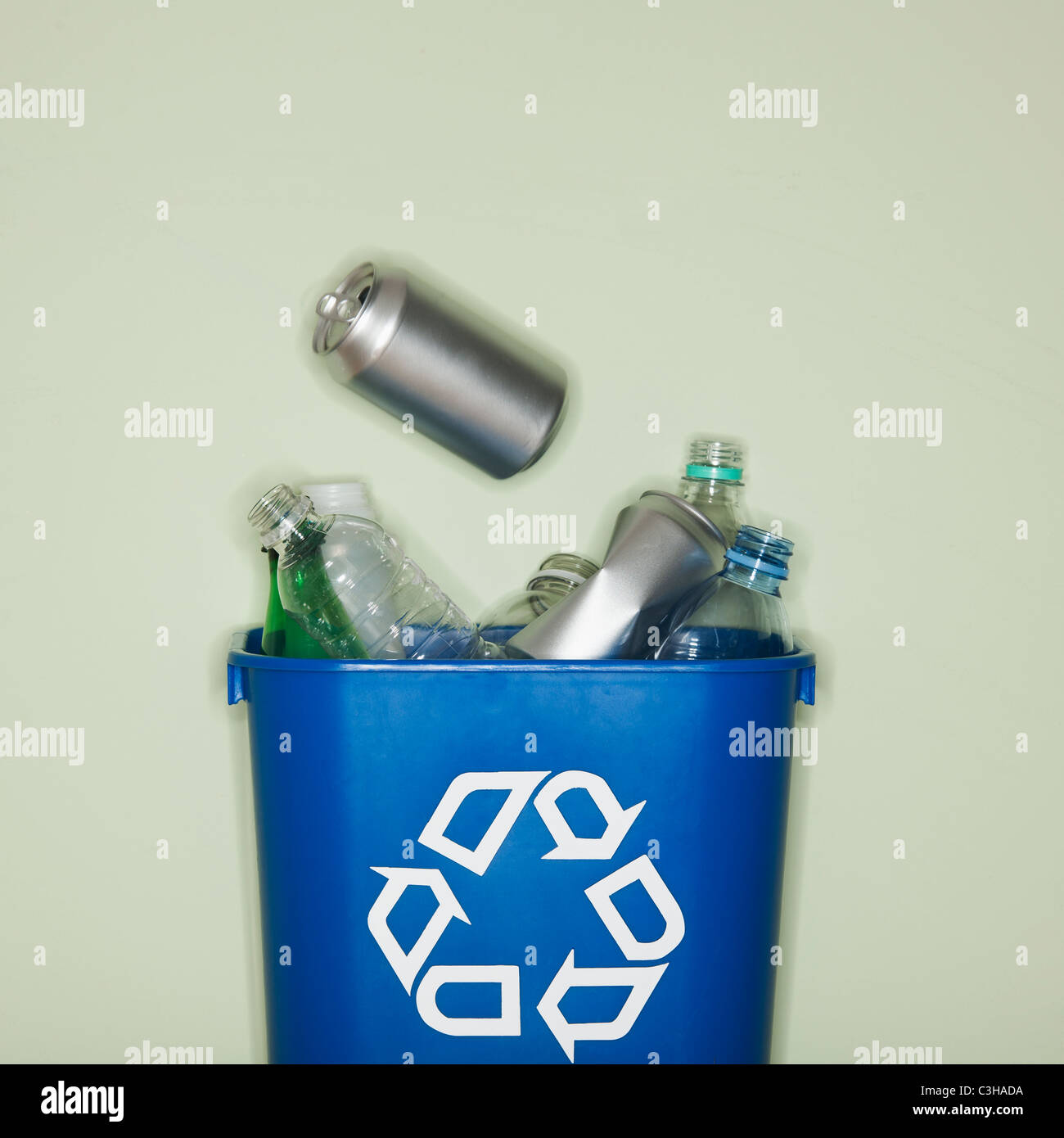 Close up of bottles and cans in recycle container Stock Photo Alamy