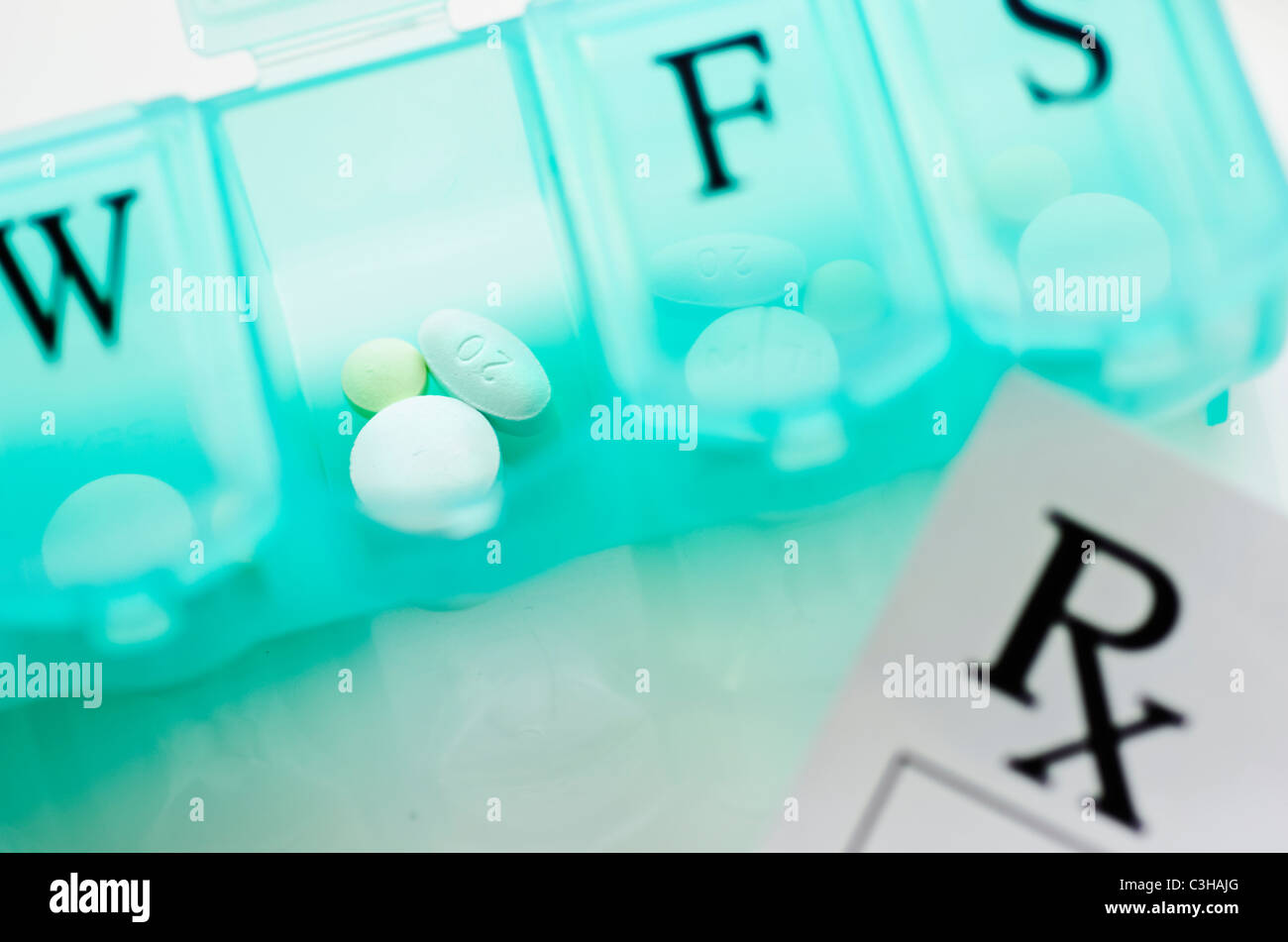 Close up of pill container Stock Photo