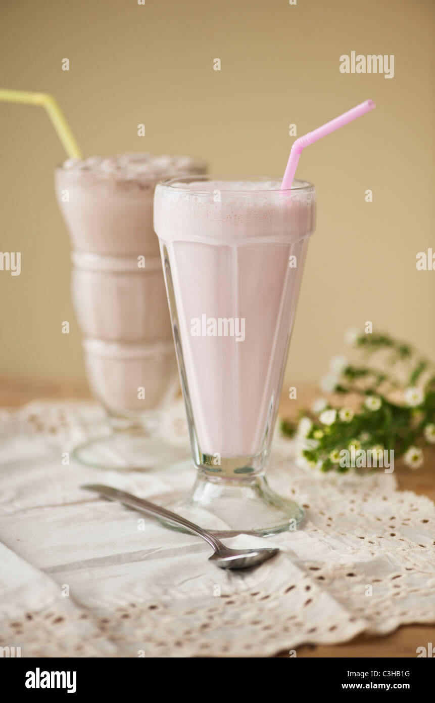 Close up of strawberry ice cream soda Stock Photo Alamy