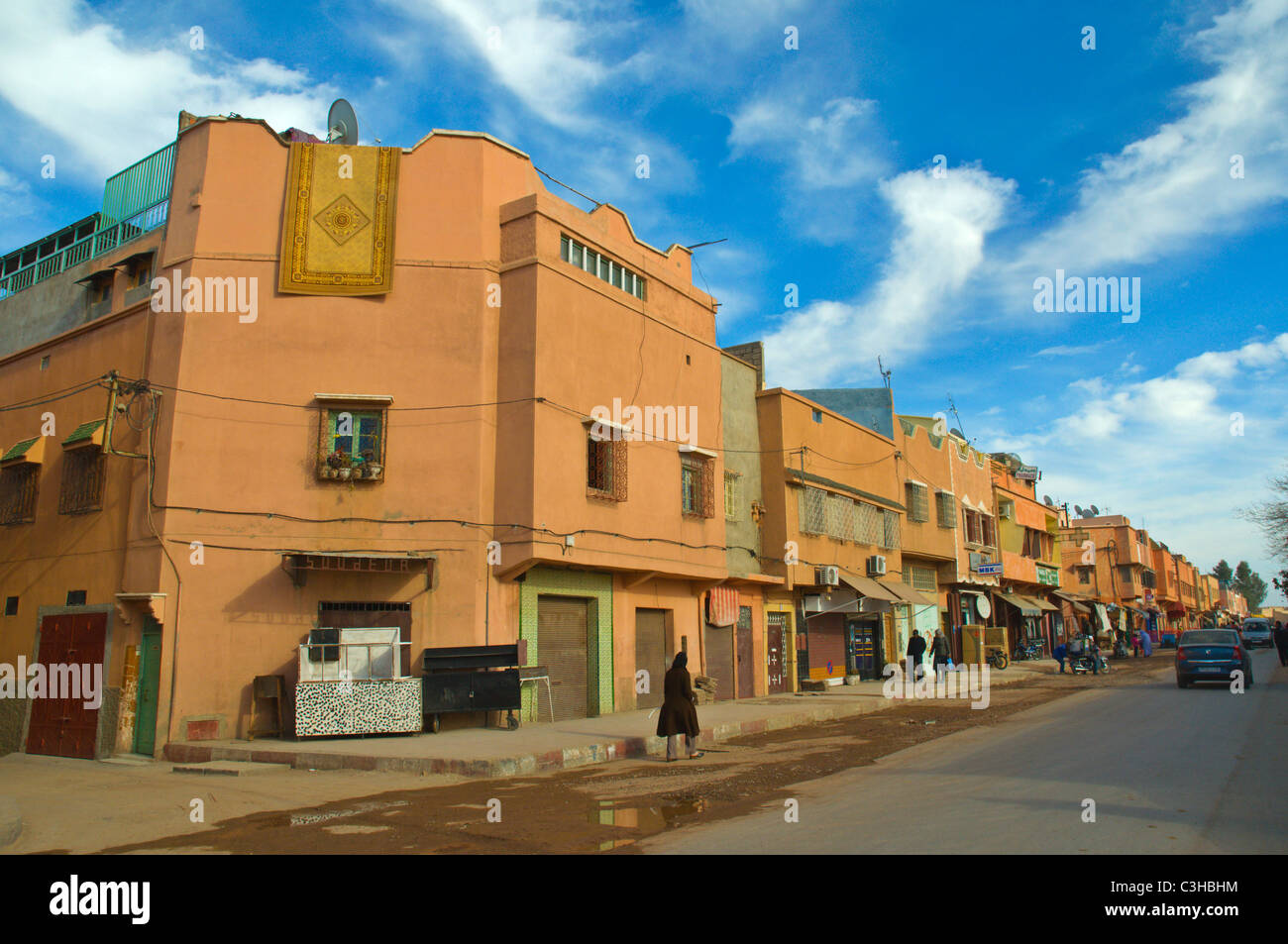 Street scene in the outskirts of Medina old town Marrakesh central Morocco Africa Stock Photo