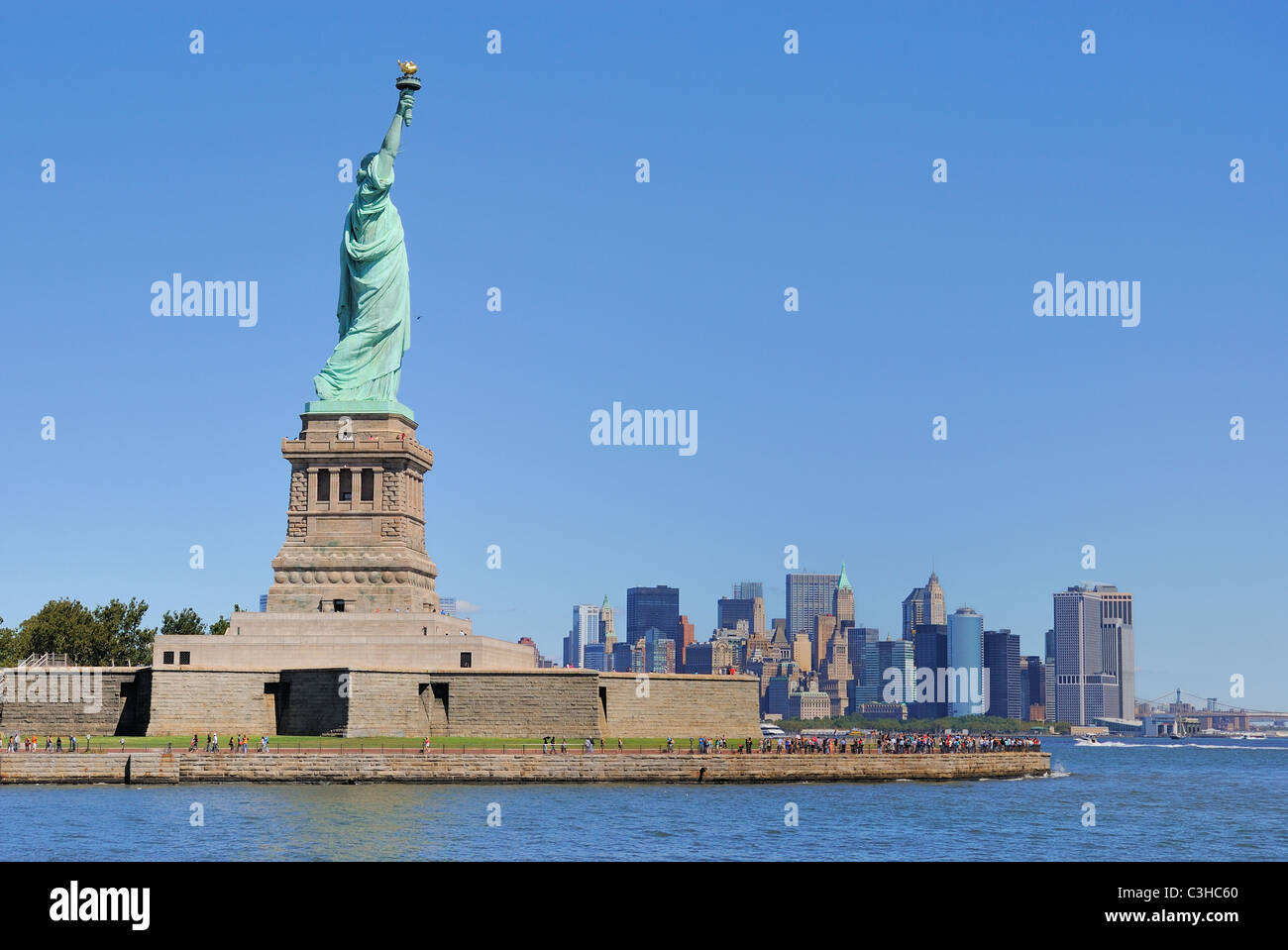 The Statue of Liberty on Liberty Island. Stock Photo