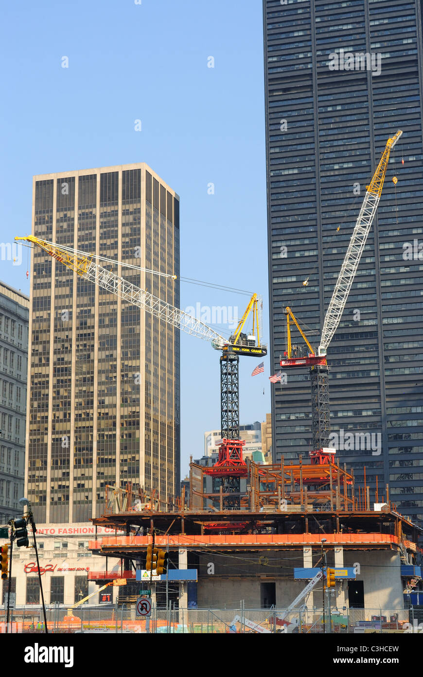 The ongoing construction at the the World Trade Center in New York City. September 1, 2010. Stock Photo