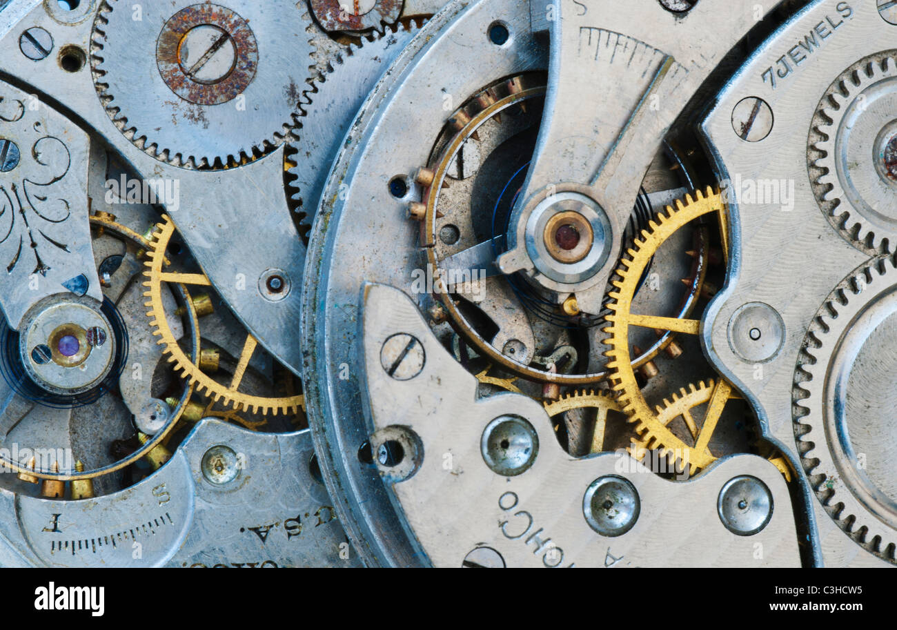 Close up of clock mechanism Stock Photo