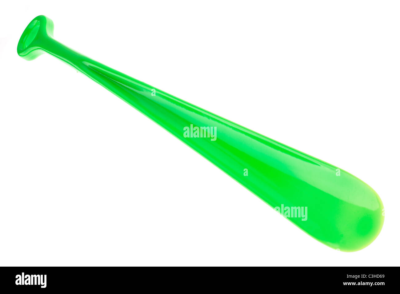 Long green plastic shoe horn Stock Photo