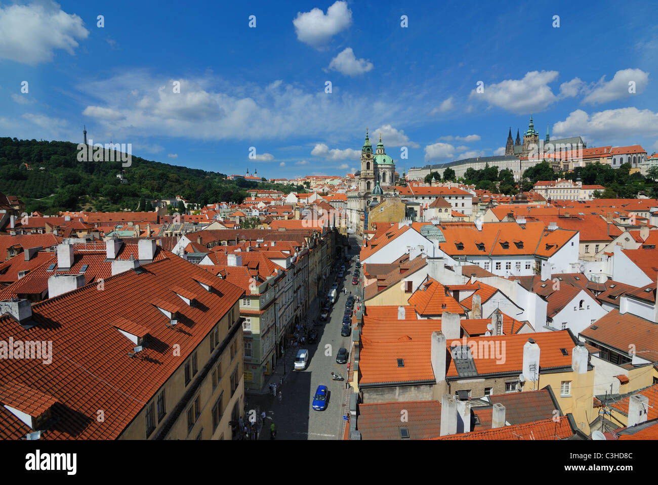 Aerial skyline view of Mala Strana in Prague, Czech Republic. Stock Photo