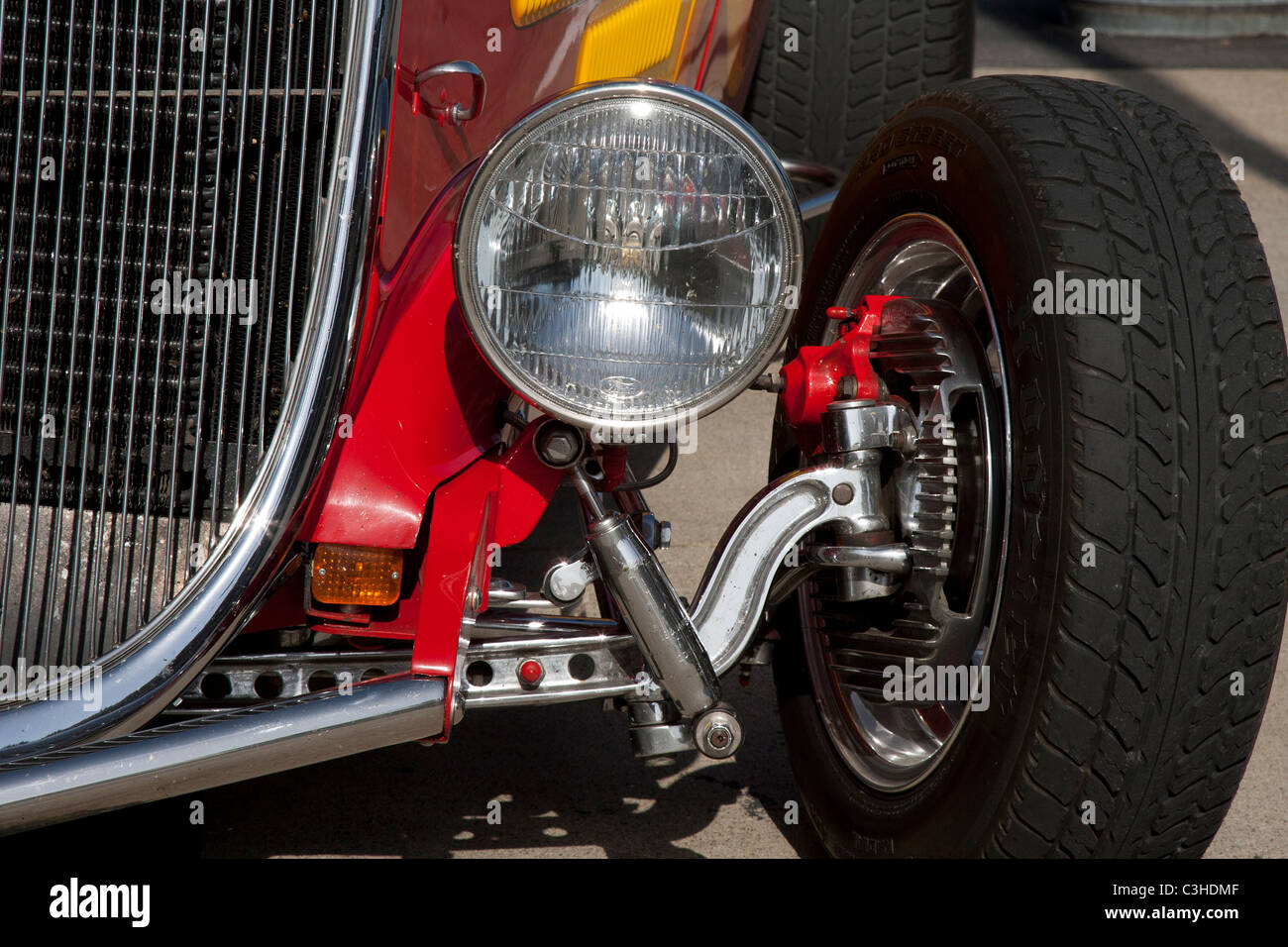 Detail of Front End of Hot Rod Stock Photo