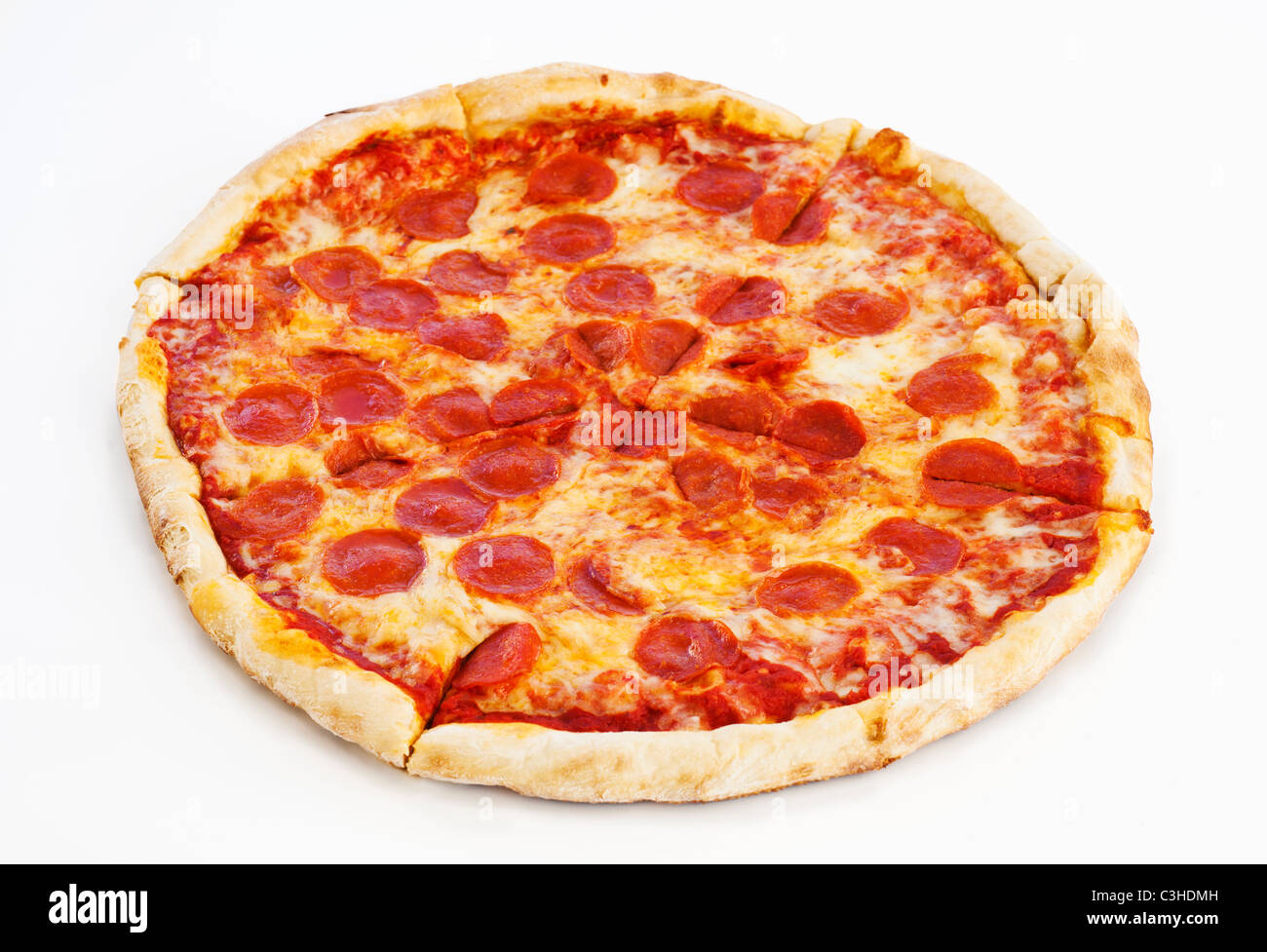 Studio shot of pepperoni pizza Stock Photo