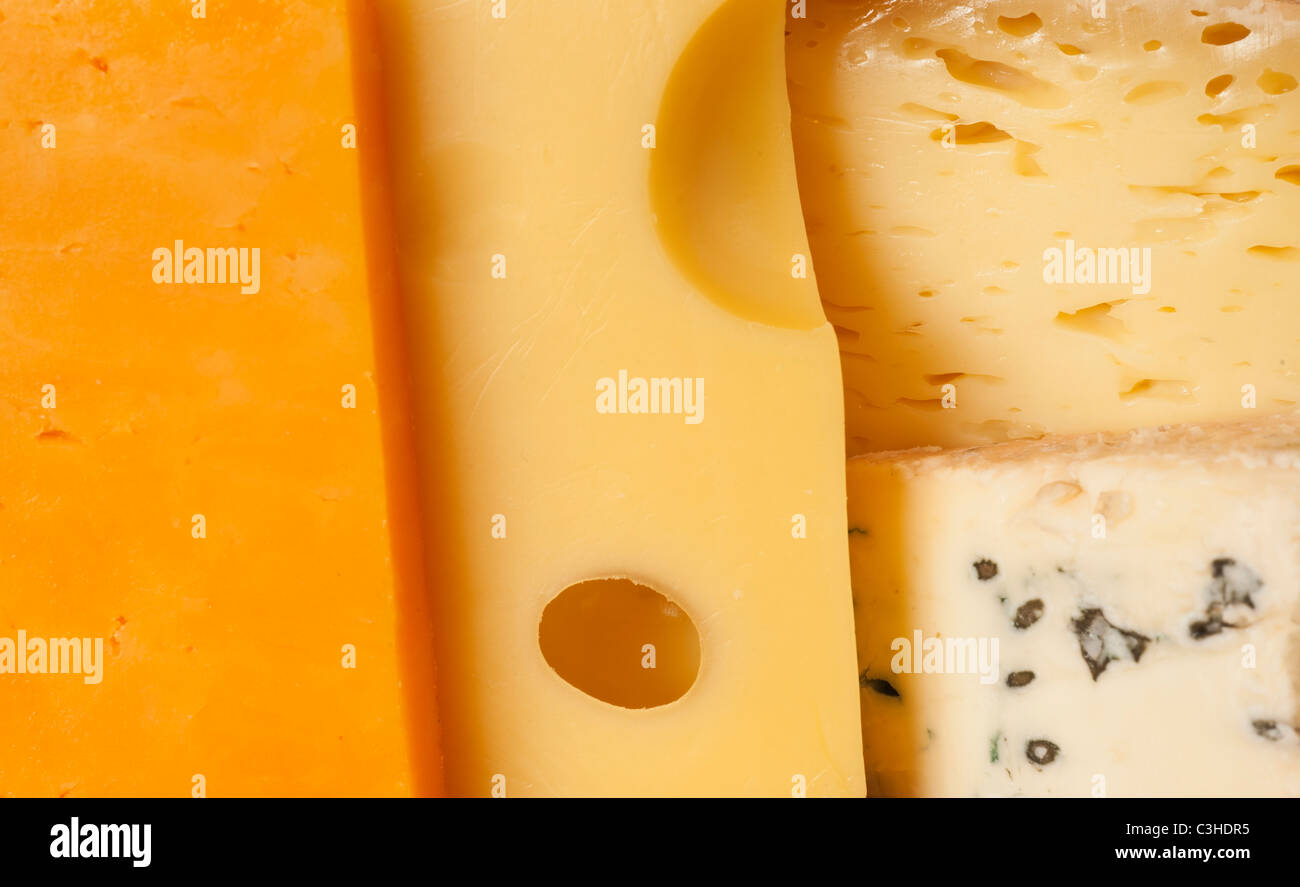 Close-up of cheese slices Stock Photo