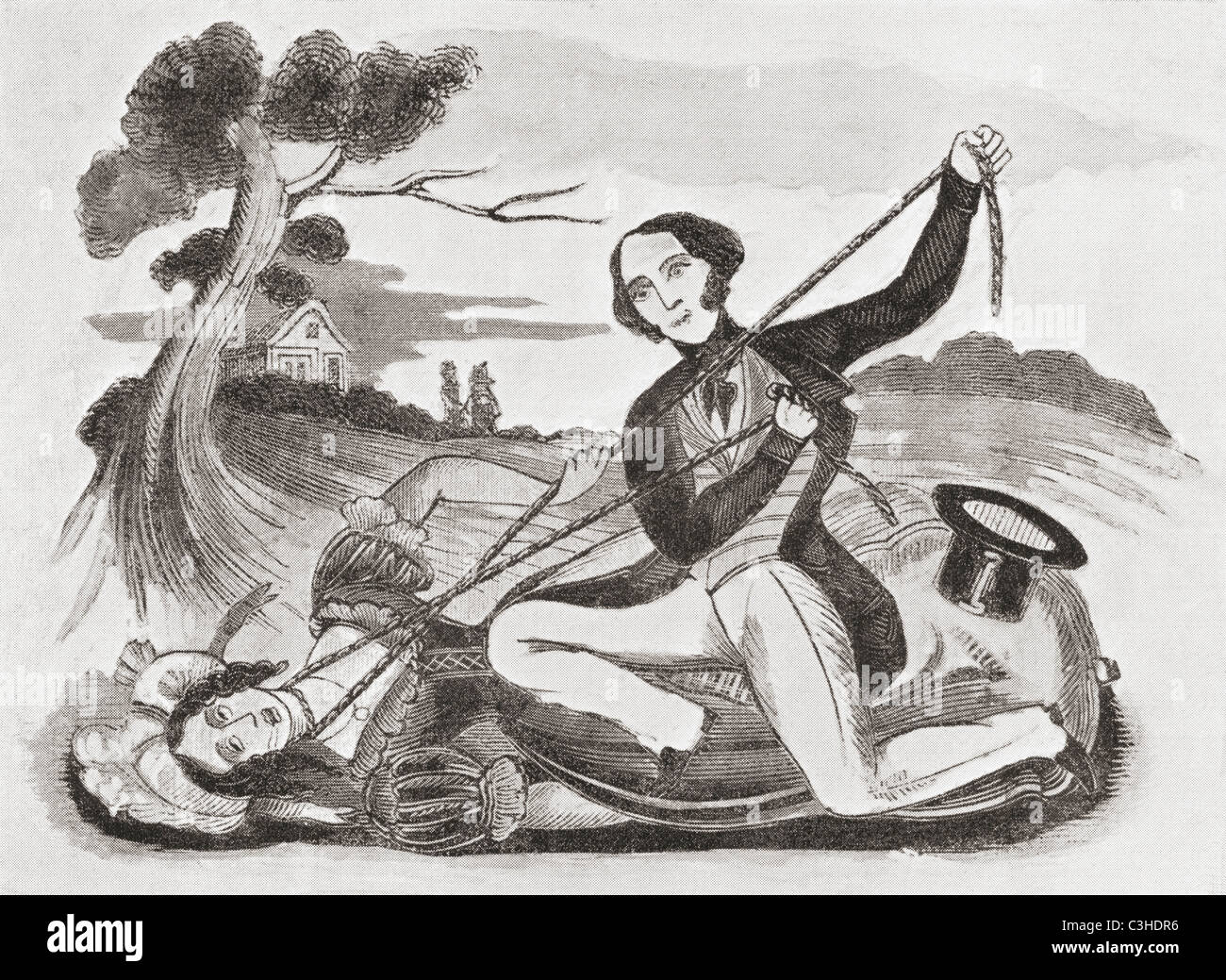 An early 19th century illustration from Leonard W. Lillingston's Catnach Press entitled The Ill Fated Victim of Captain Dory. Stock Photo