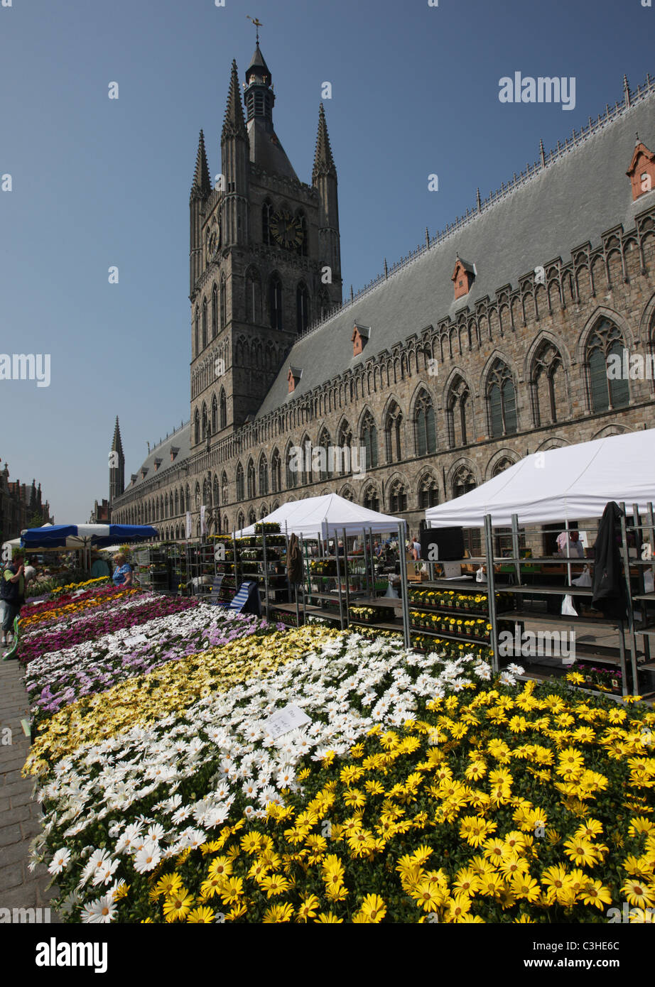 Ypres, Belgium. Infamous for the surrounding battlefields but also a very pretty (reconstructed) town. Stock Photo
