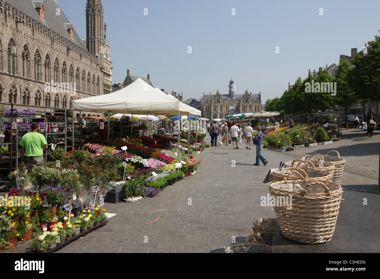 Ypres, Belgium. Infamous for the surrounding battlefields but also a very pretty (reconstructed) town. Stock Photo