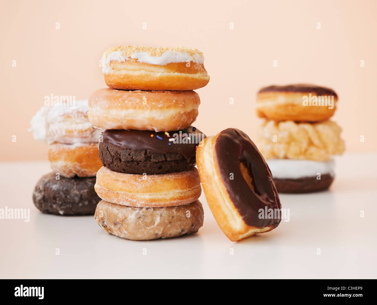 Studio shot of various donuts Stock Photo