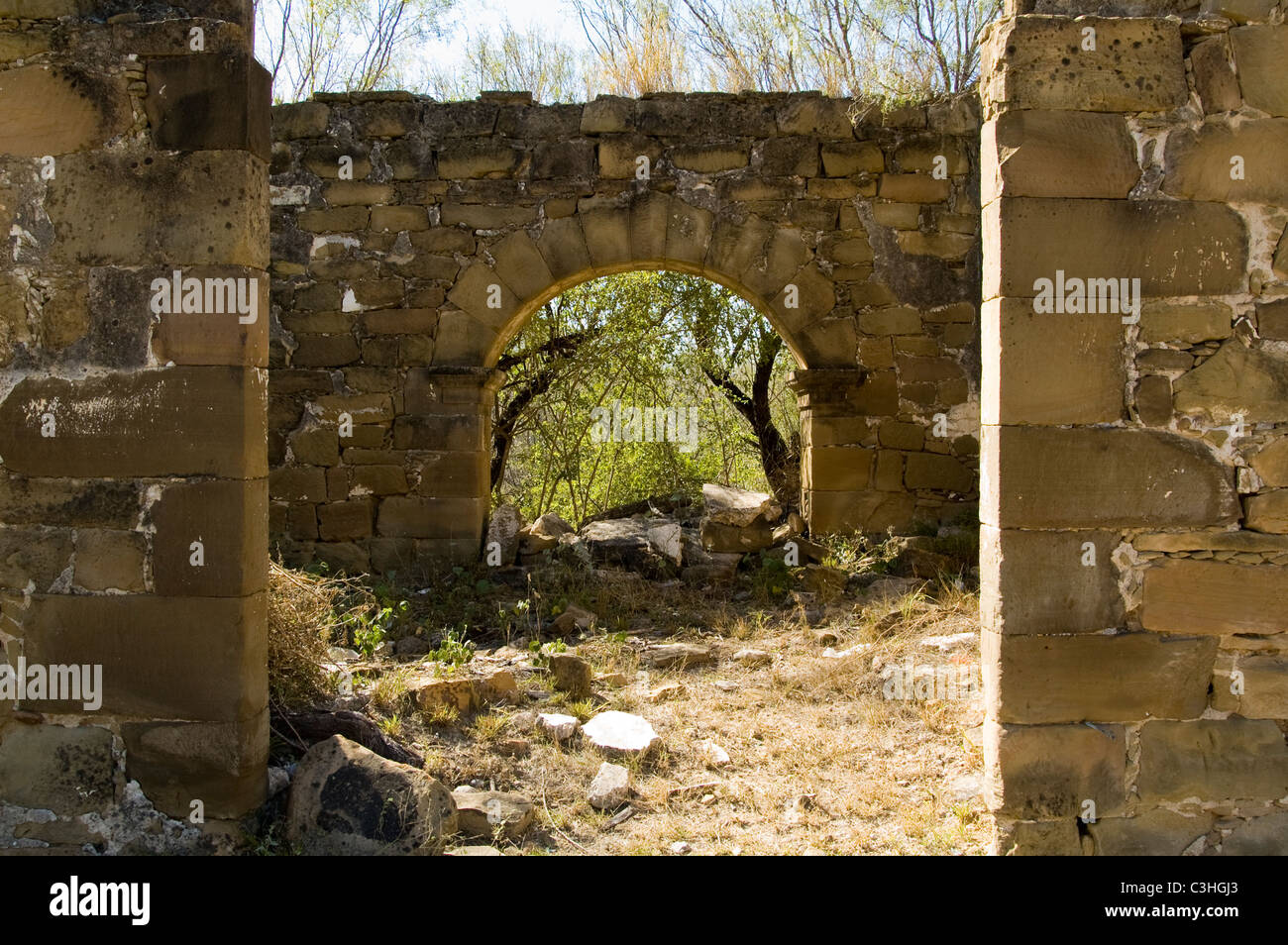 Ruins of a residence in Guerrero Viejo, Tamaulipas, Mexico Stock Photo