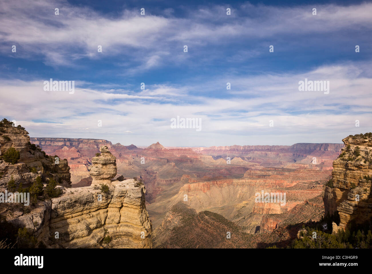 Canyon view from along the South Rim of Grand Canyon National Park in Arizona, USA. Stock Photo