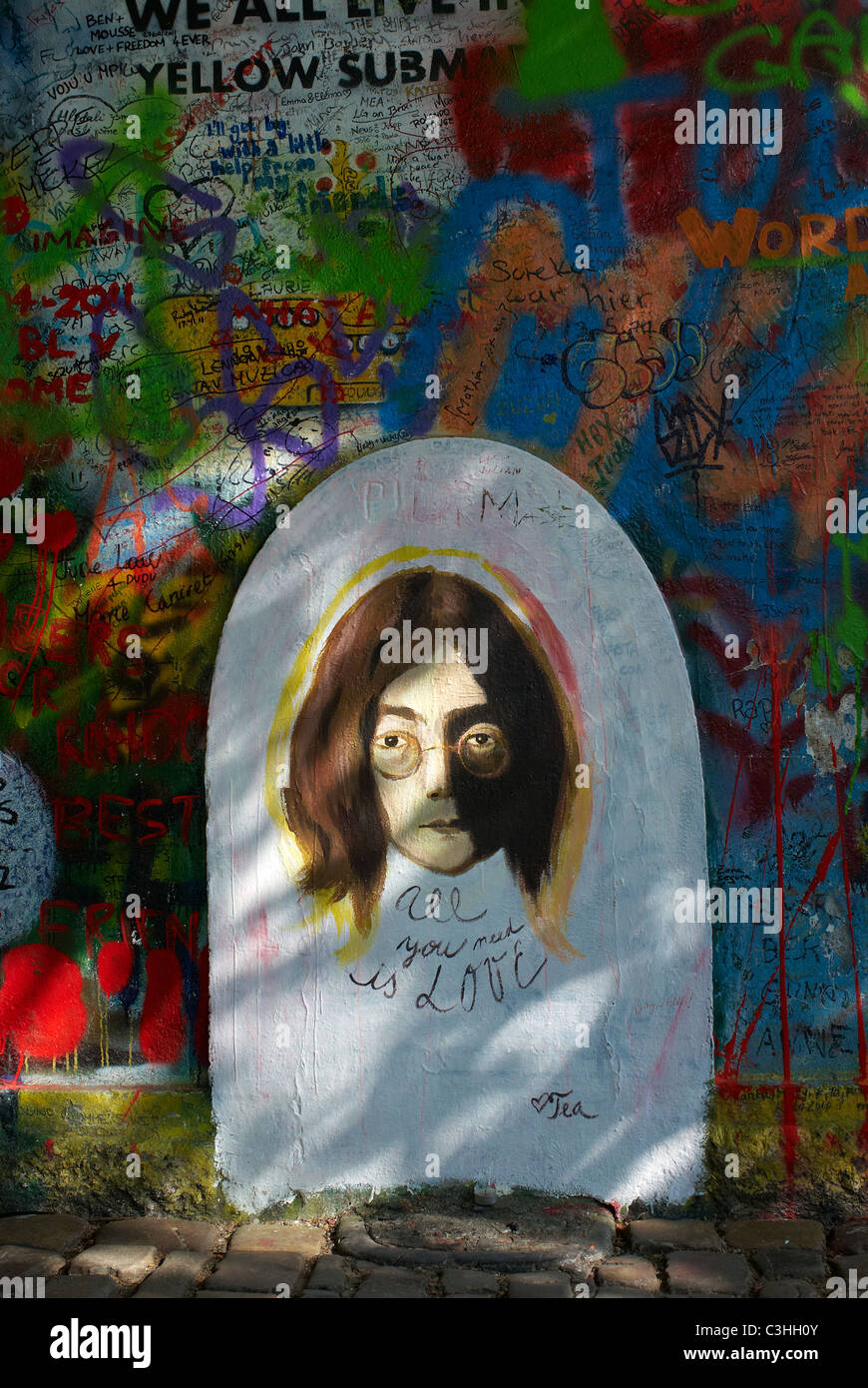 The John Lennon Wall in Prague, Czech Republic Stock Photo