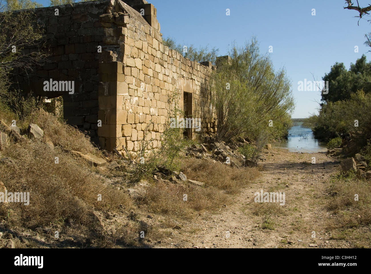 Ruins of a sandstone building in Guerrero Viejo, Tamaulipas, Mexico Stock Photo