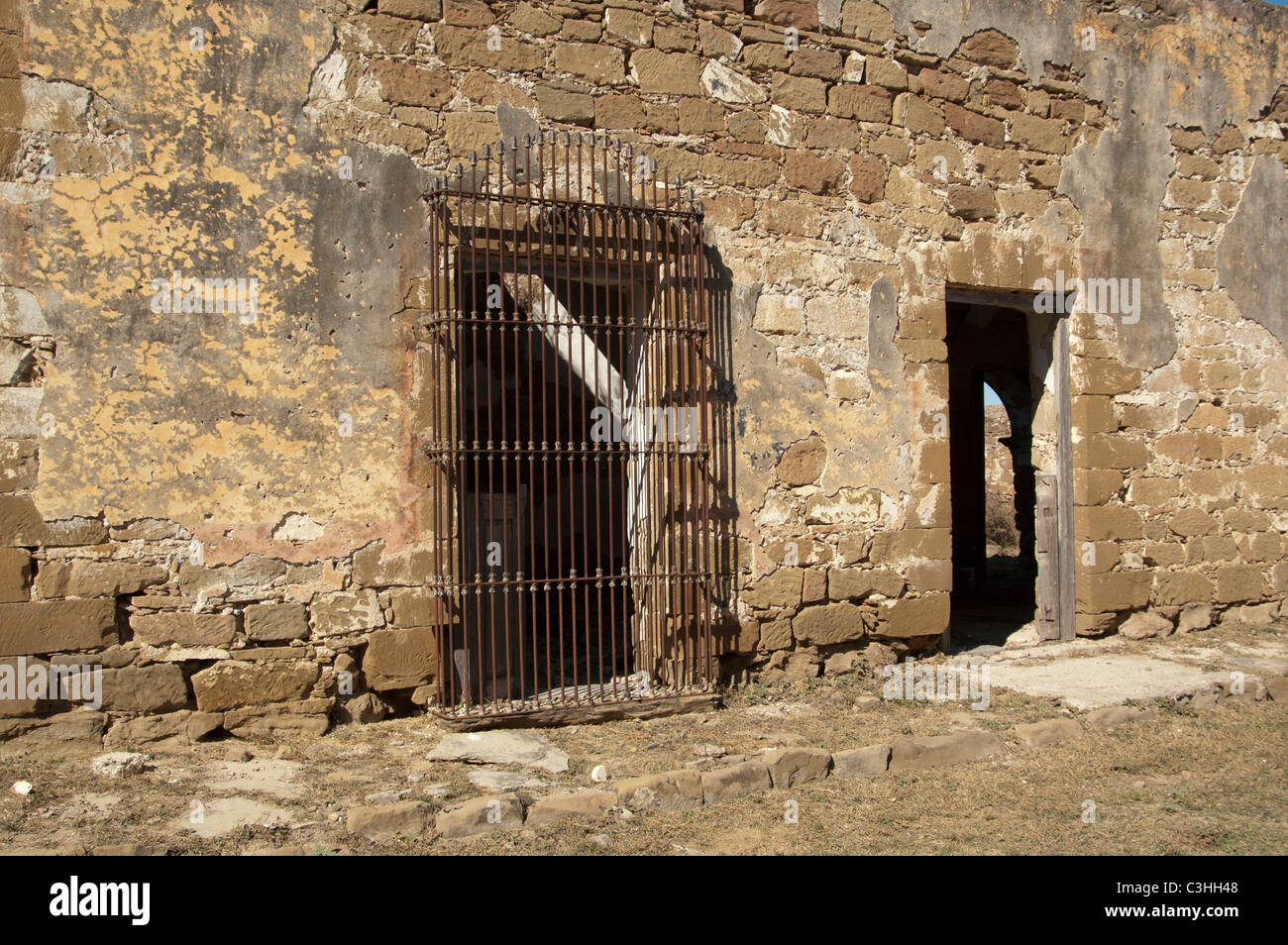 Building detail of a structure in Guerrero Viejo, Tamaulipas, Mexico. City was abandoned in 1953 when Falcon Dam began operation Stock Photo