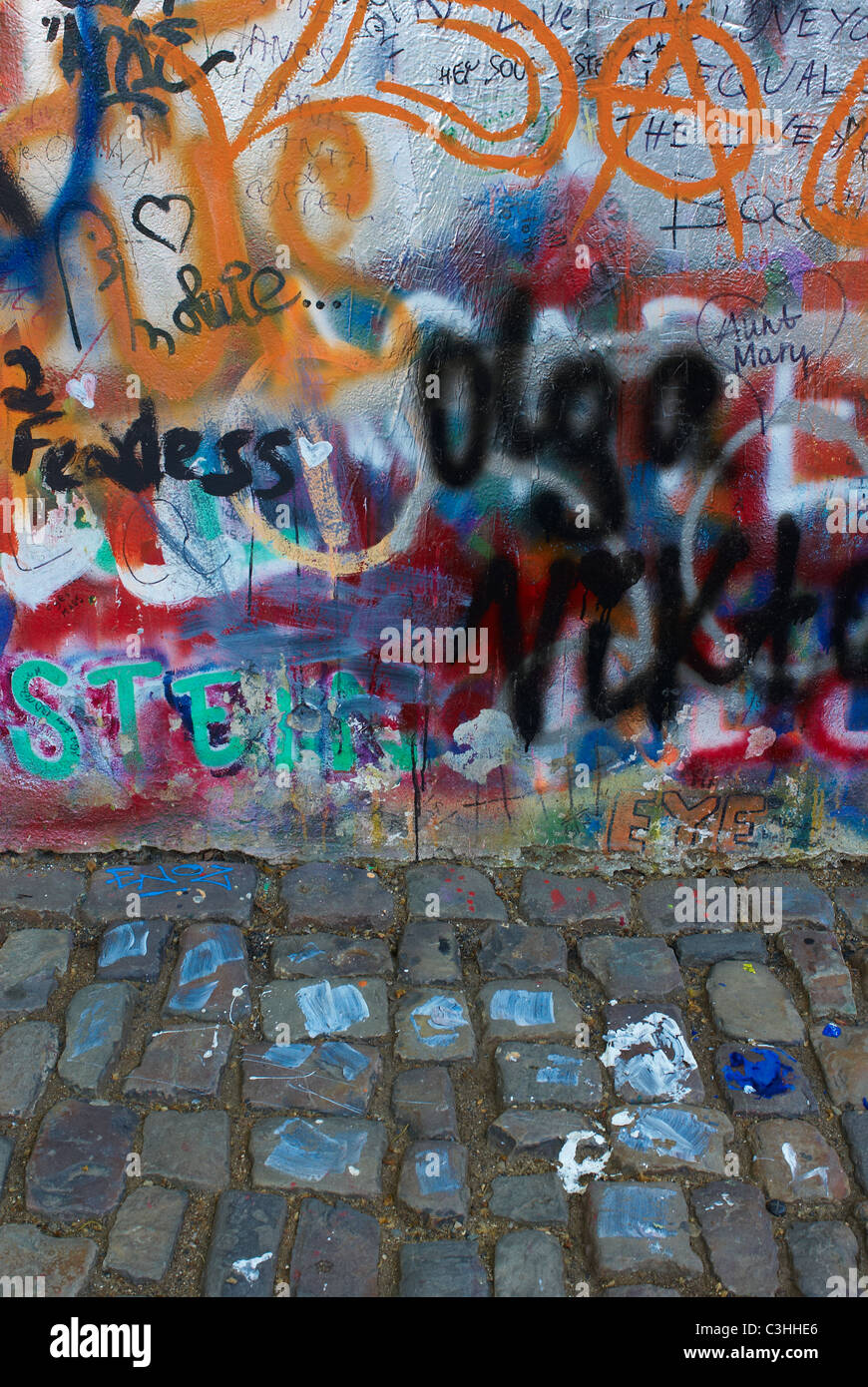 The John Lennon Wall in Prague, Czech Republic Stock Photo