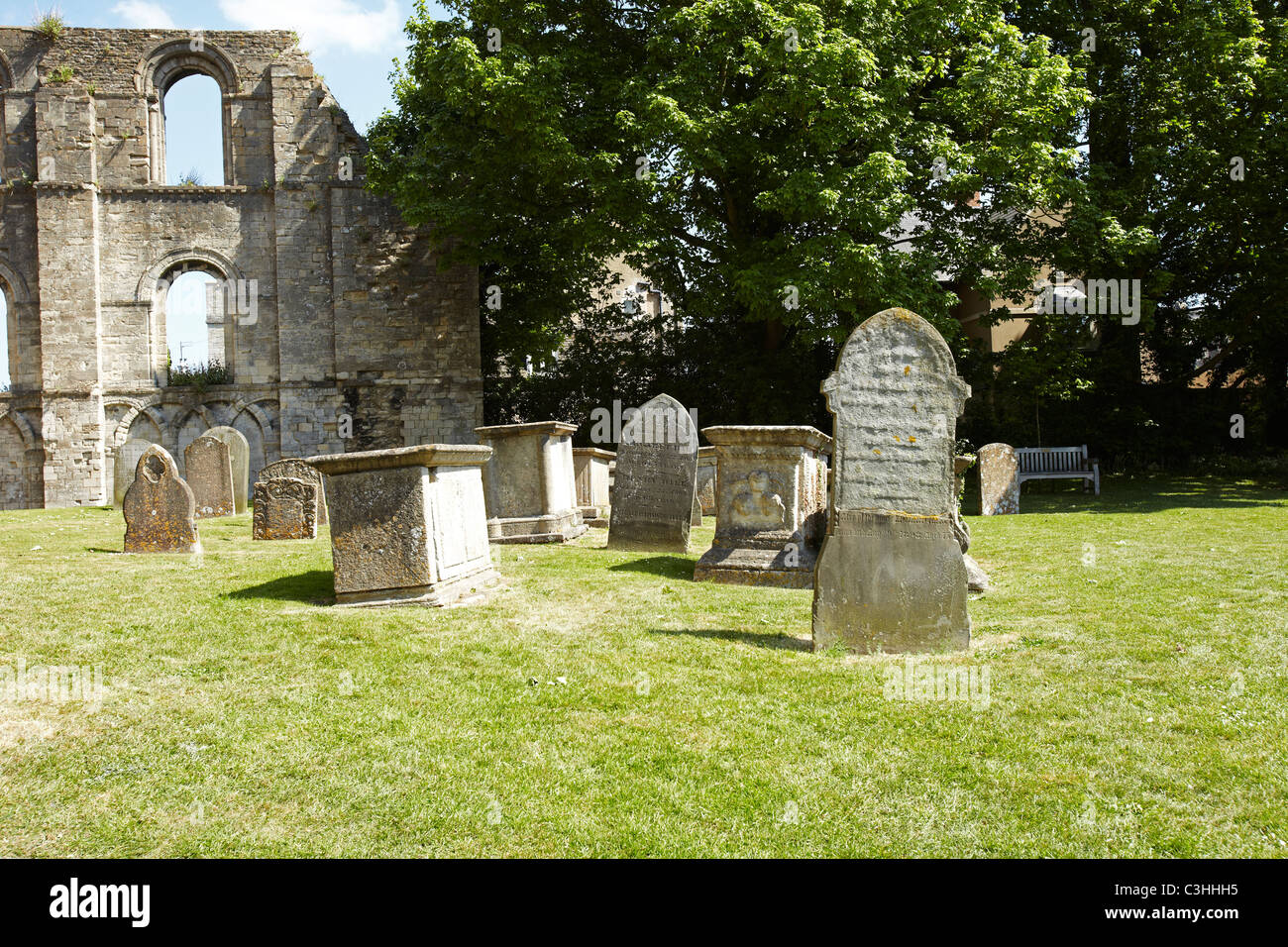 Stone Tombs, Malmesbury Abbey graveyard, Malmesbury, England, UK Stock