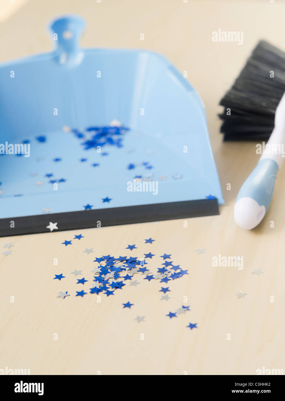 Cleaning up of confetti Stock Photo