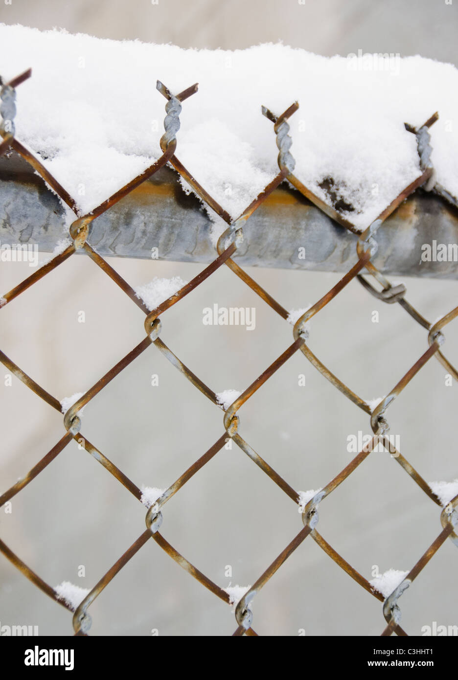 Snow covered chainlink fence Stock Photo - Alamy