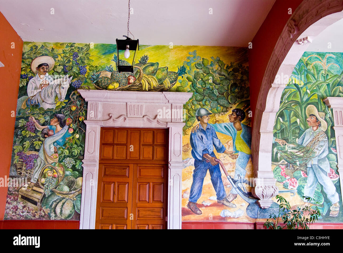 Mexico.Aguascalientes.Palace of Gobierno.Murals of O. Barra Cunningham. Stock Photo