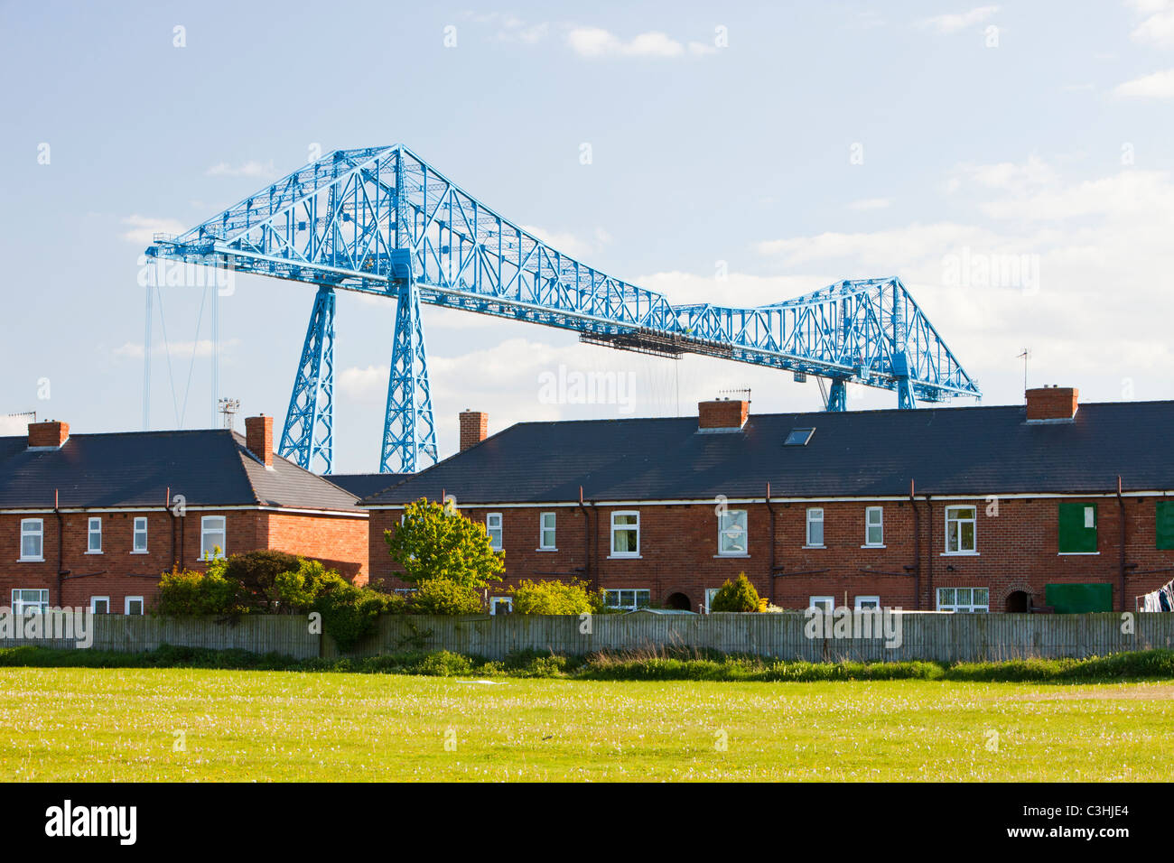 The Middlesbrough Transporter Bridge across the river Tees. Stock Photo