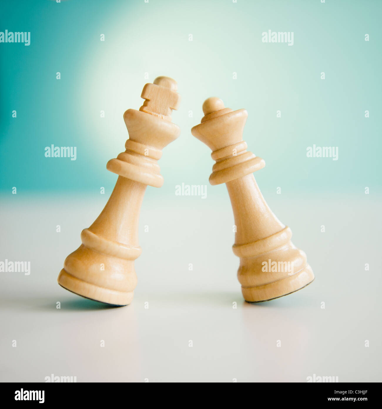 Studio shot of king and queen chess pieces Stock Photo