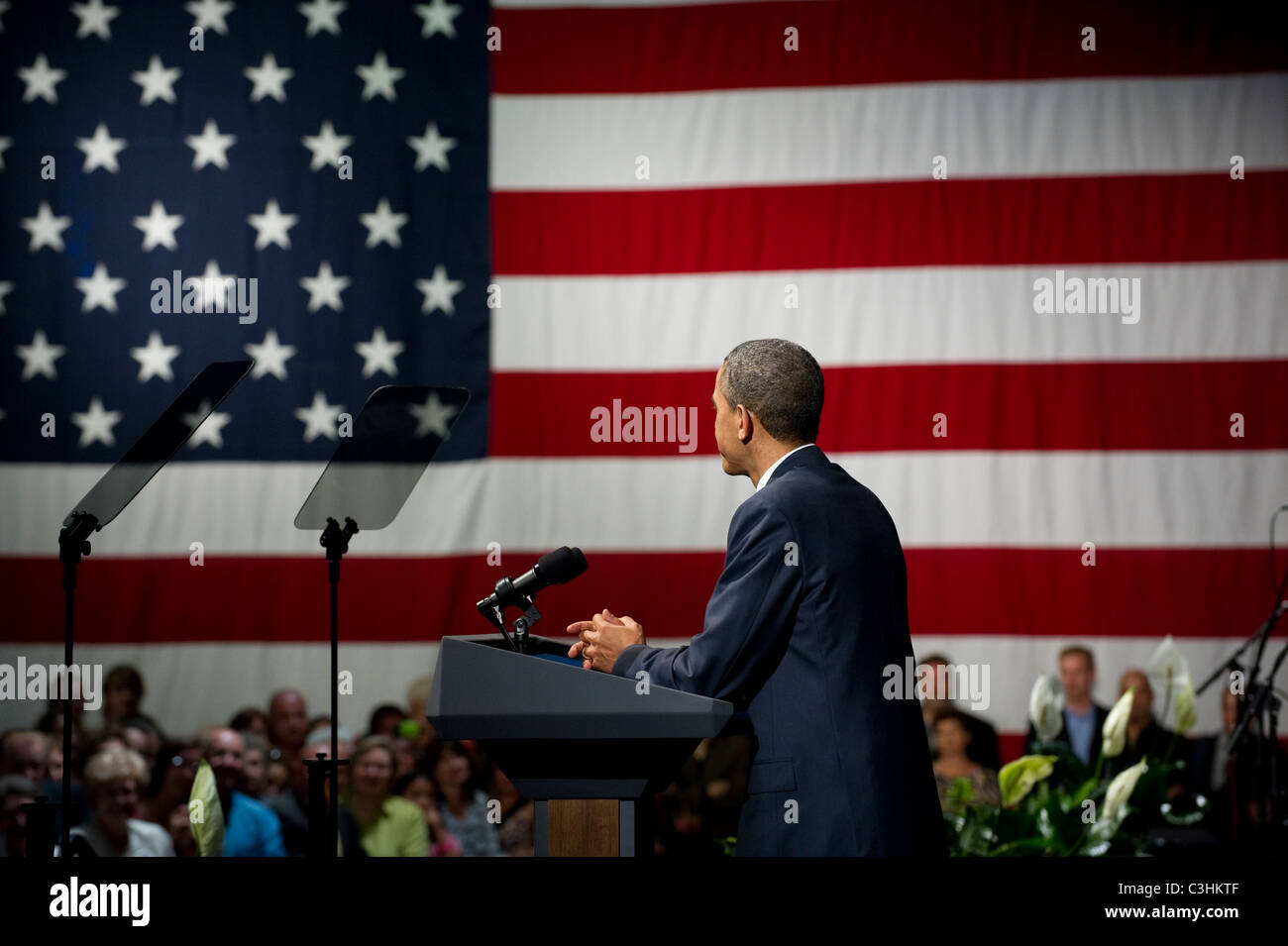 U S President Barack Obama Speaks From The Stage At A Political Fund U S President Barack Obama Speaks From The Stage At A Political Fund