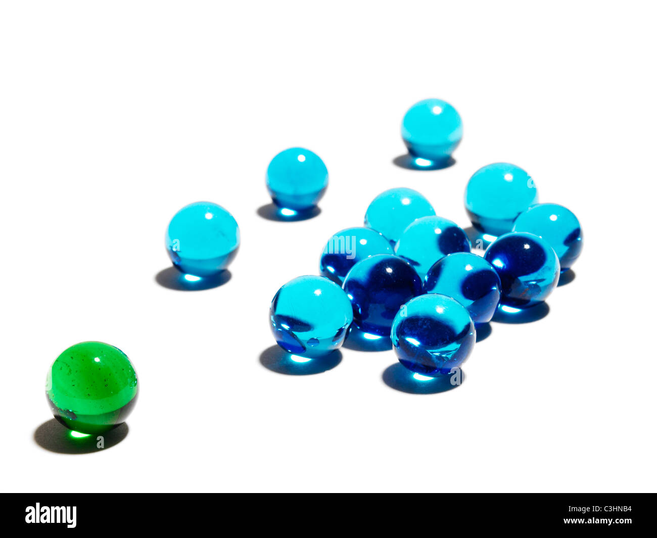 Blue and green glass balls Stock Photo Alamy