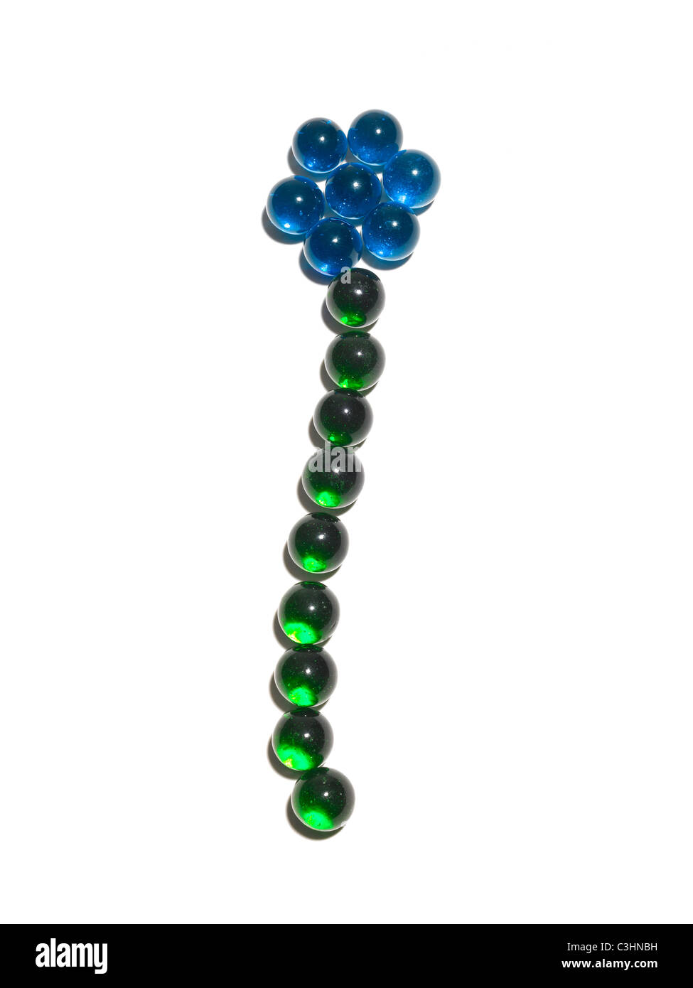 Flower arranged of blue and glass balls Stock Photo Alamy