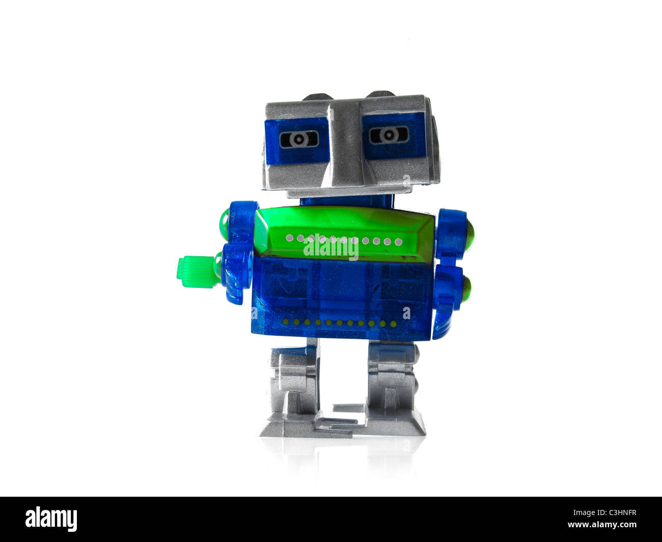 Toy robot on white background Stock Photo Alamy