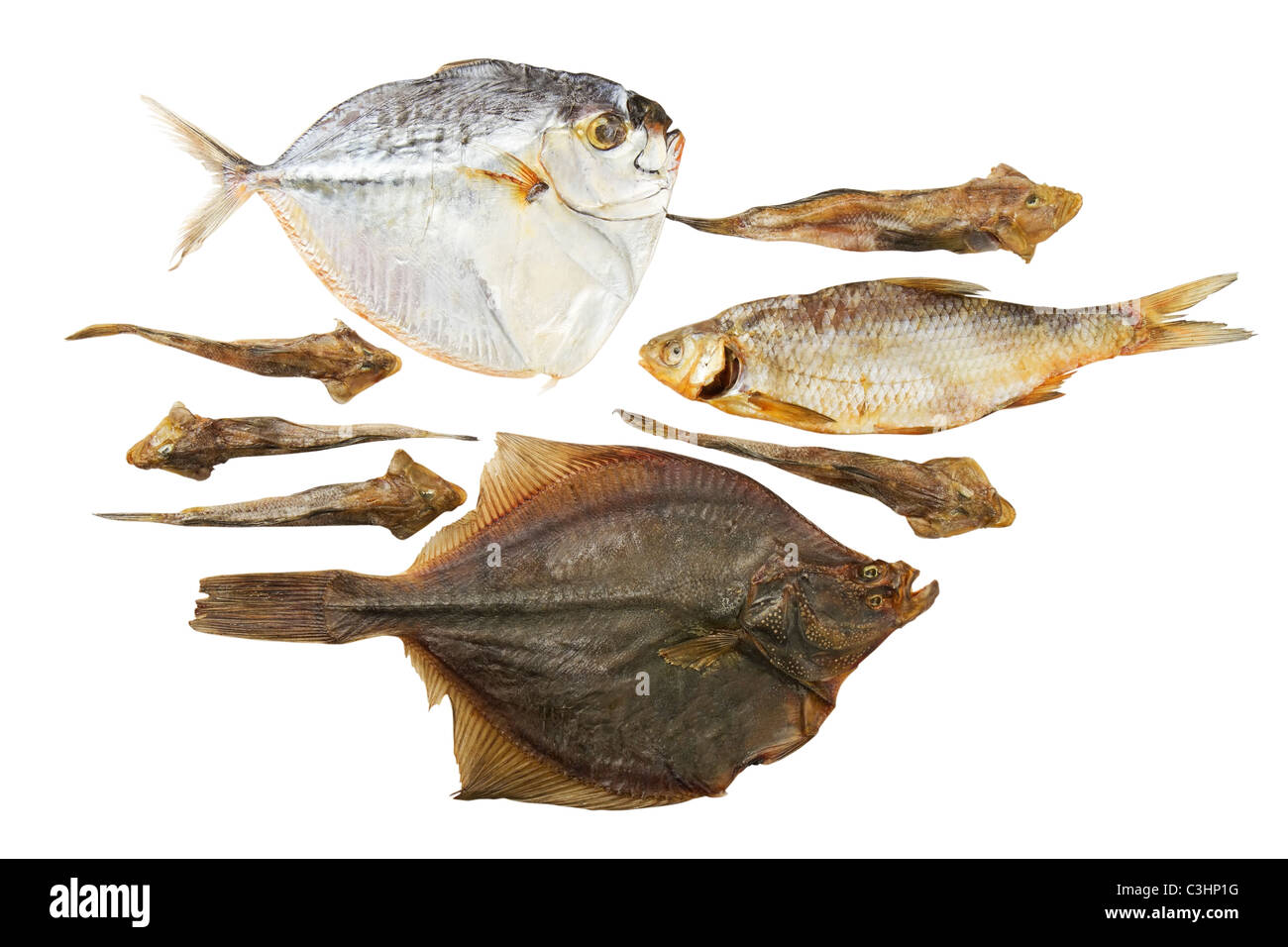 Dried fish isolated on a white background Stock Photo