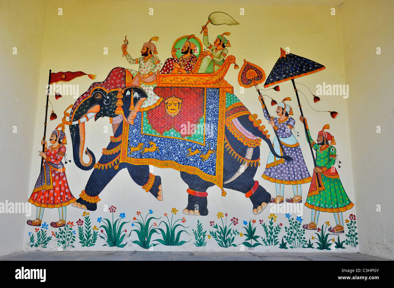 A painting on the wall of City Palace, Udaipur, India Stock Photo Alamy