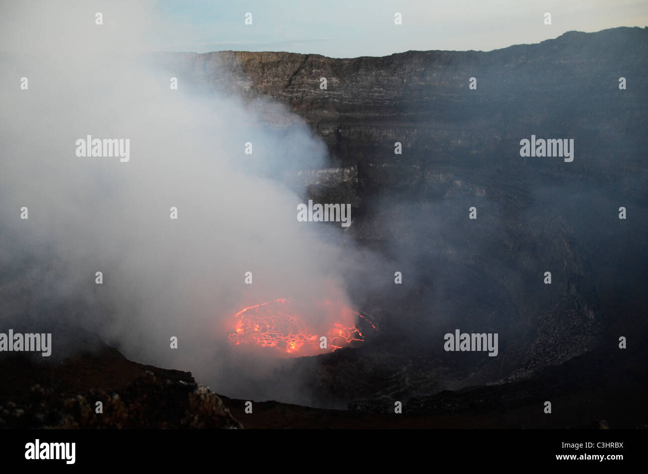 Lava Lake In Nyiragongo Active Volcano Virunga National Park Near Lava Lake In Nyiragongo Active Volcano Virunga National Park Near