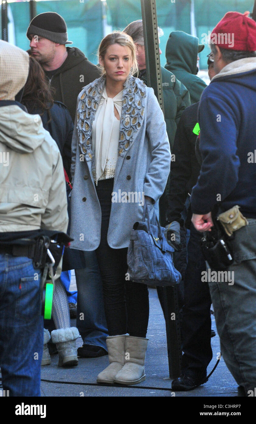 Blake Lively on the set of 'Gossip Girl' filming in Manhattan New York